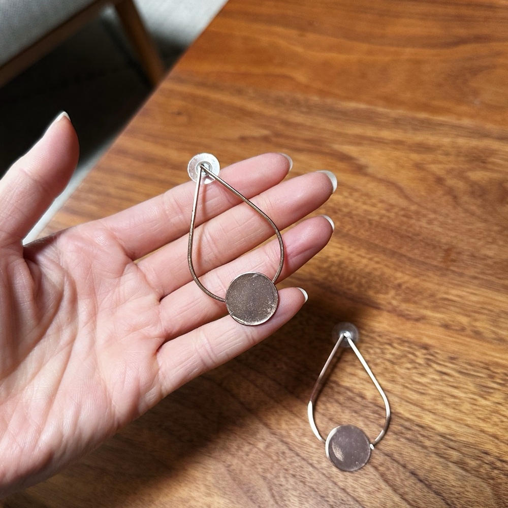 Minimalist Rose Gold Teardrop Disc Earrings